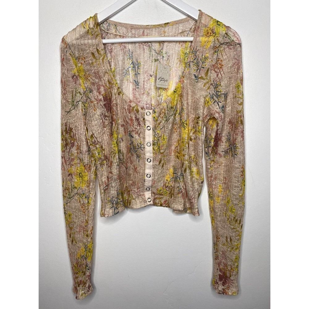 Free People Women's Angelina Top Floral Lace, Color Ivory Comb, Size L NWT